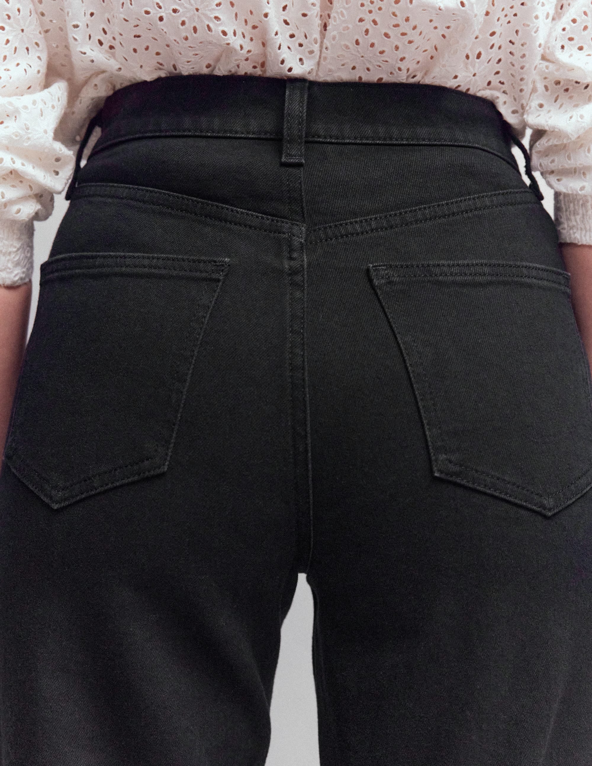 High Rise Column Leg Jeans-Black - Image 2