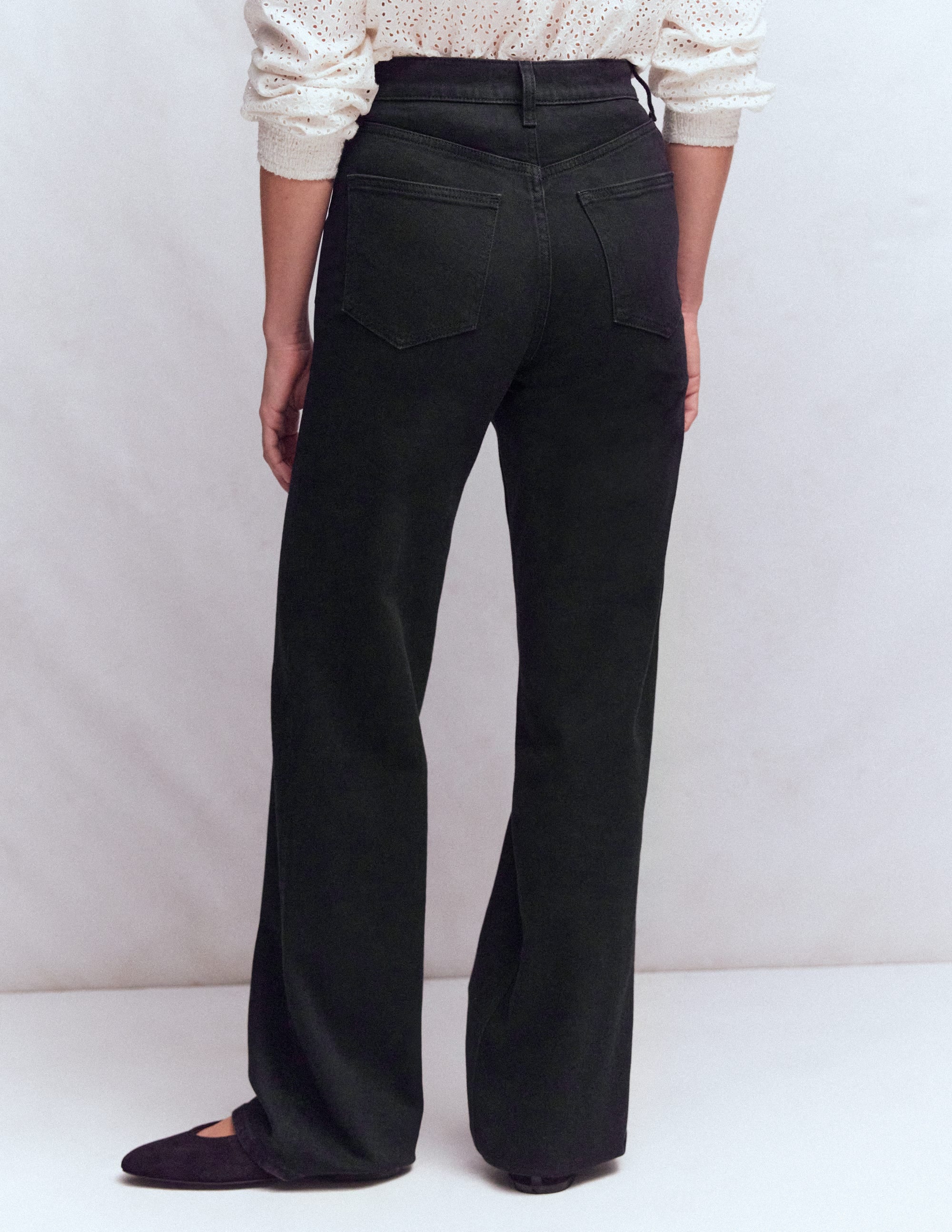 High Rise Column Leg Jeans-Black - Image 3