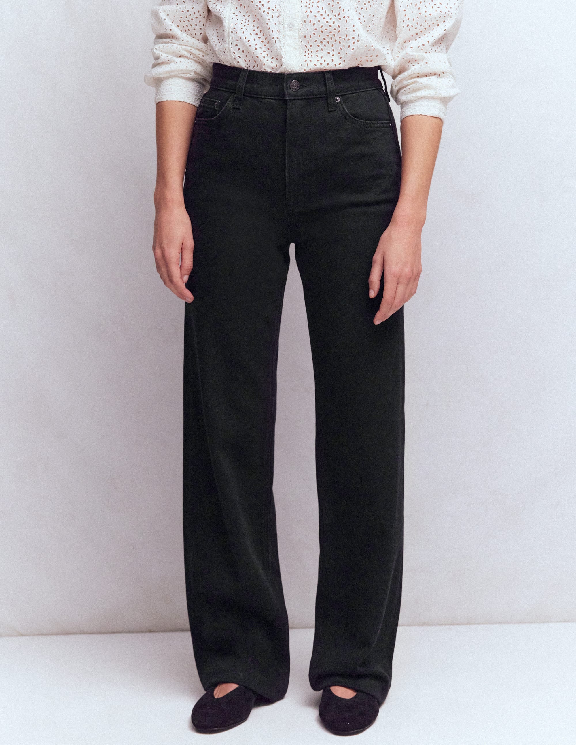 High Rise Column Leg Jeans-Black - Image 4
