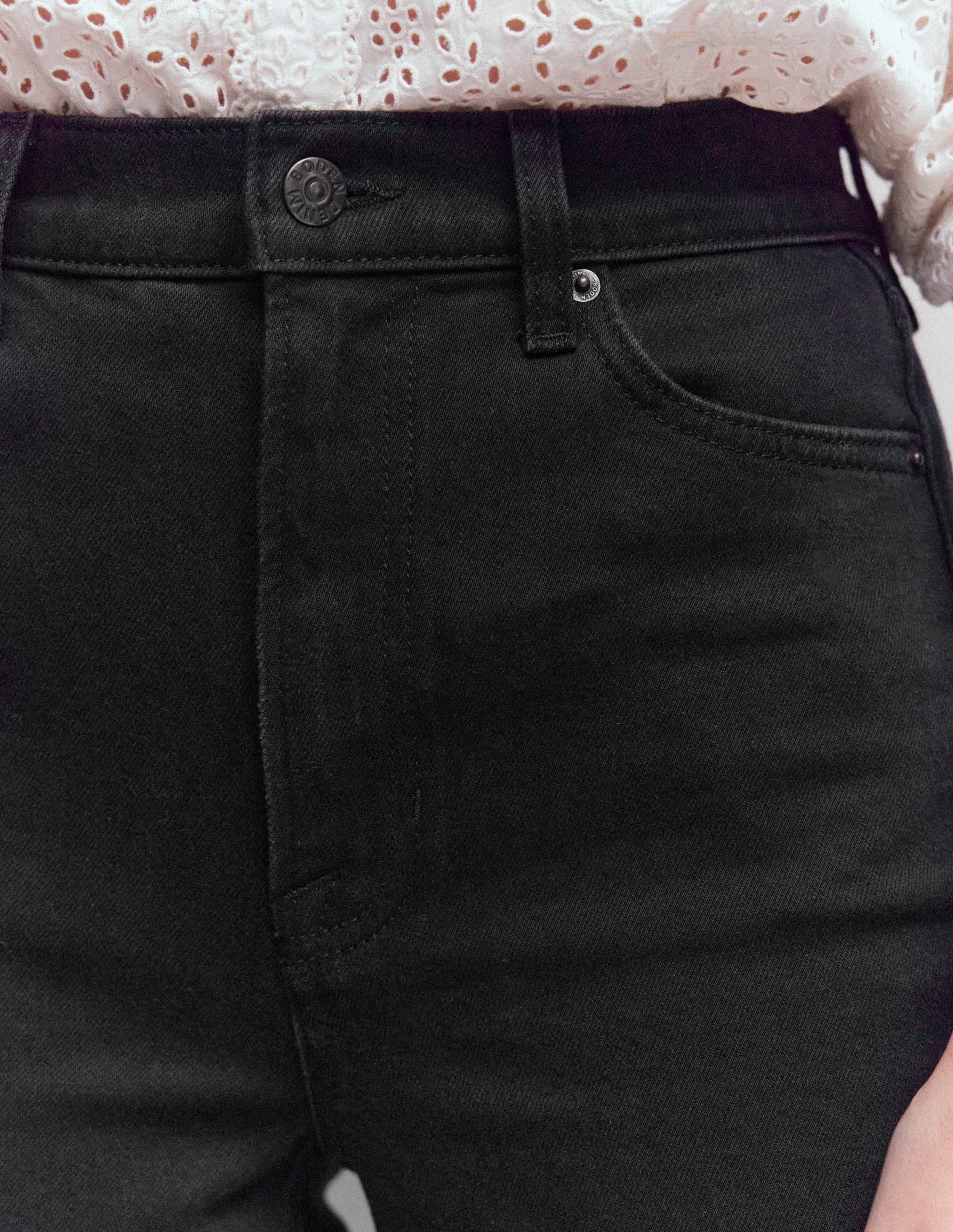 High Rise Column Leg Jeans-Black - Image 5