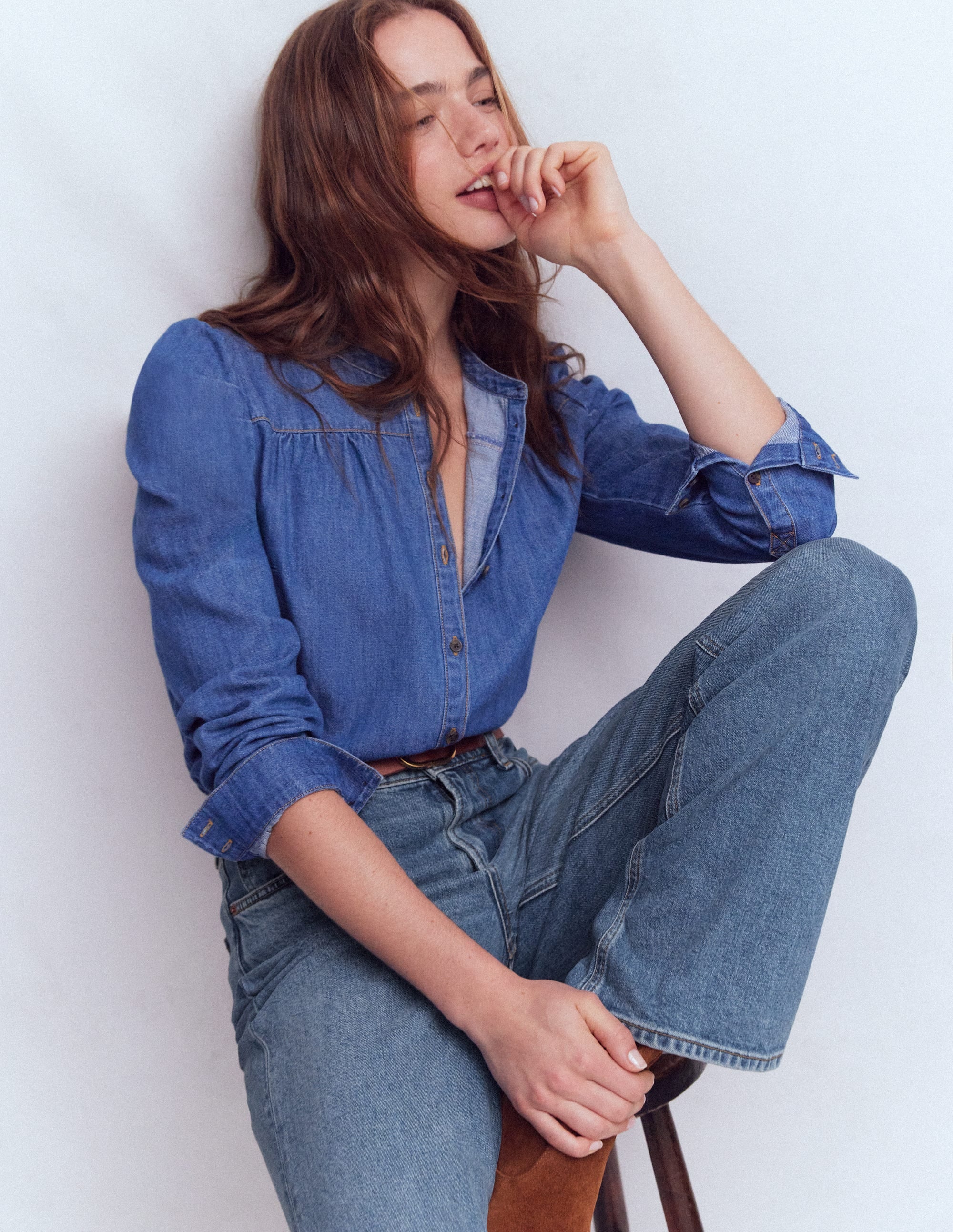 High Rise Column Leg Jeans-Mid Vintage - Image 1
