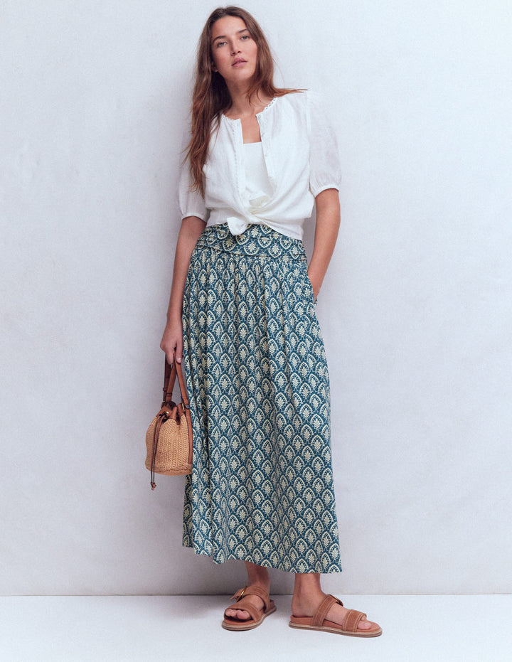 Rosaline Jersey Skirt-Blue, Petal Terrace