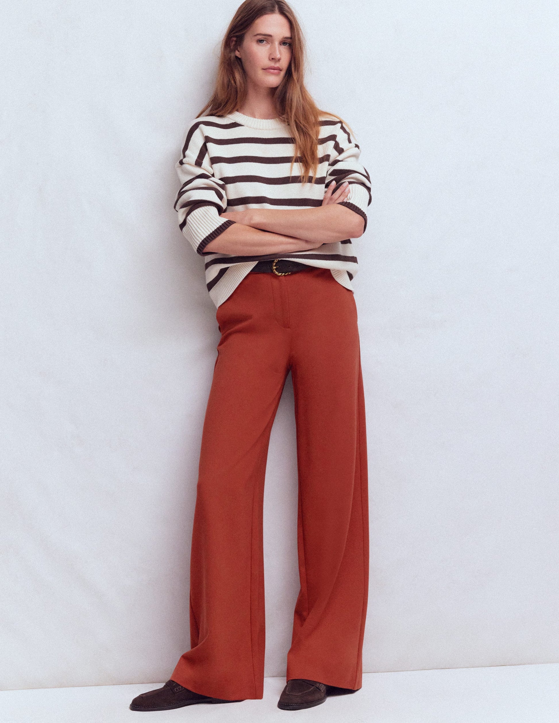 Belgravia Ponte Trousers-Burnt Orange-1