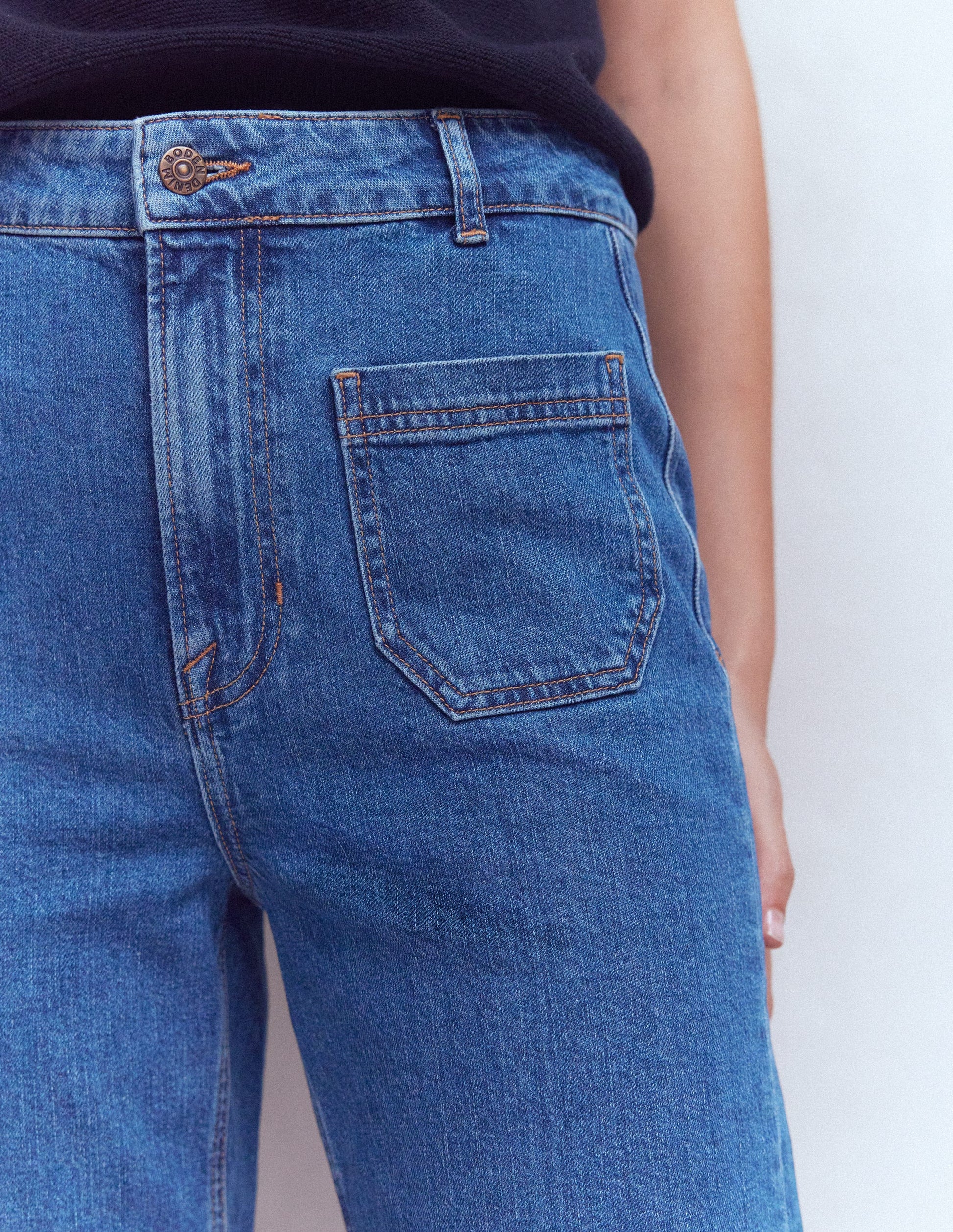 Straight Leg Pocket Jeans-Mid Vintage-2