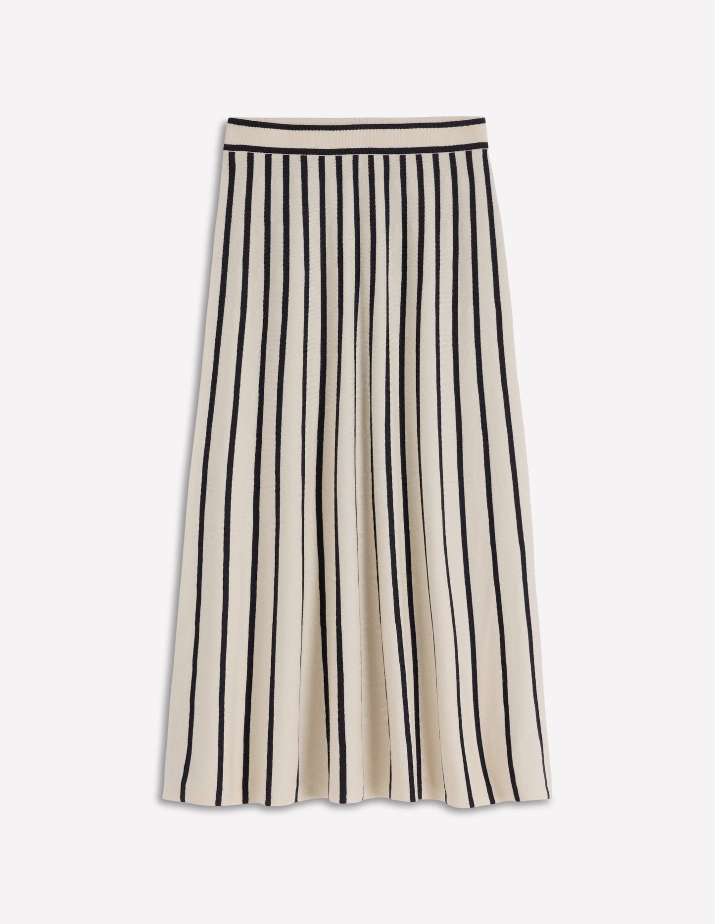 Liz Knitted Midi Skirt-Ivory, Navy
