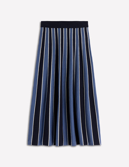 Liz Knitted Midi Skirt-True Navy Stripe-5