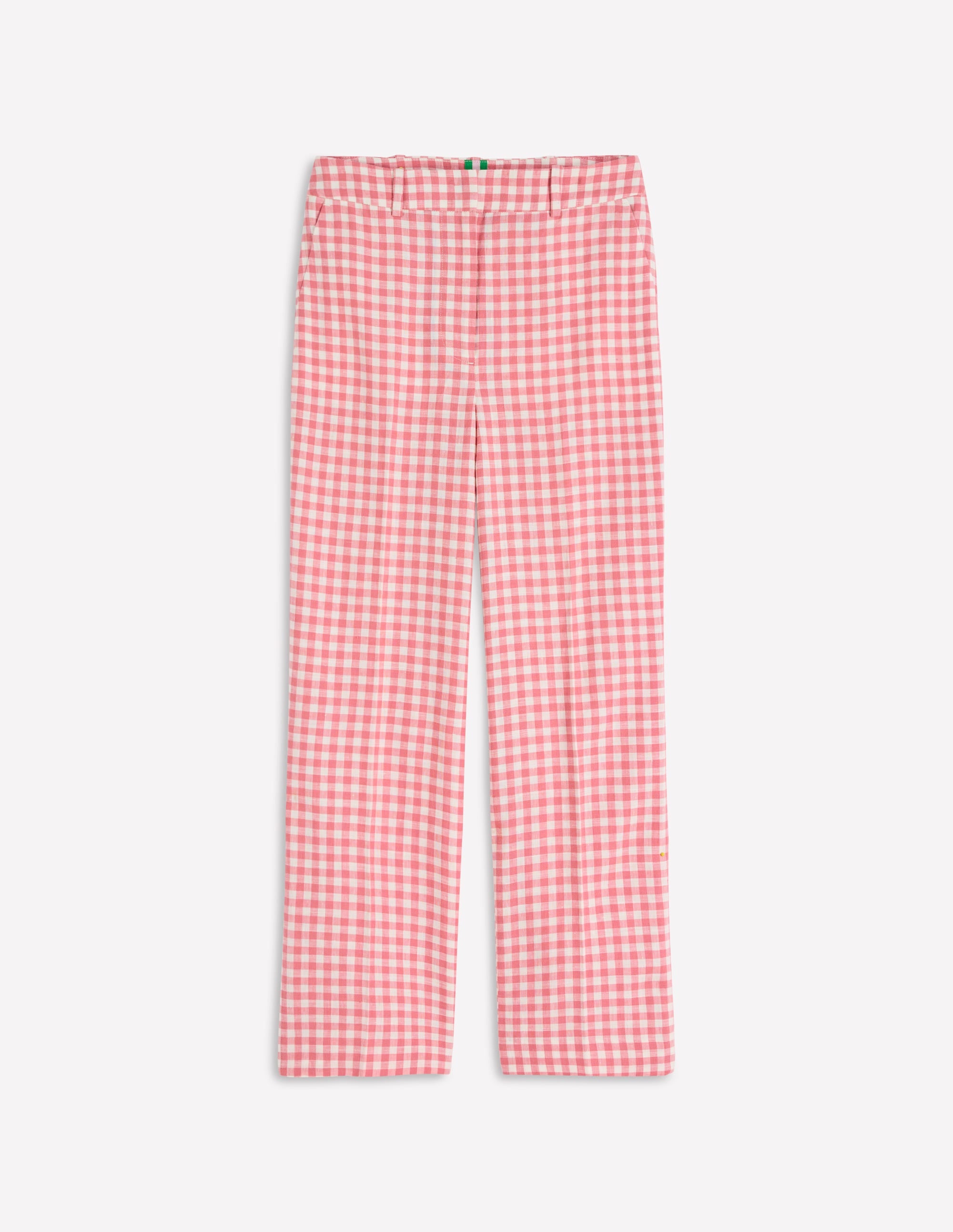 Canonbury 7/8 Linen Trousers-Vintage Rose Gingham - Image 7