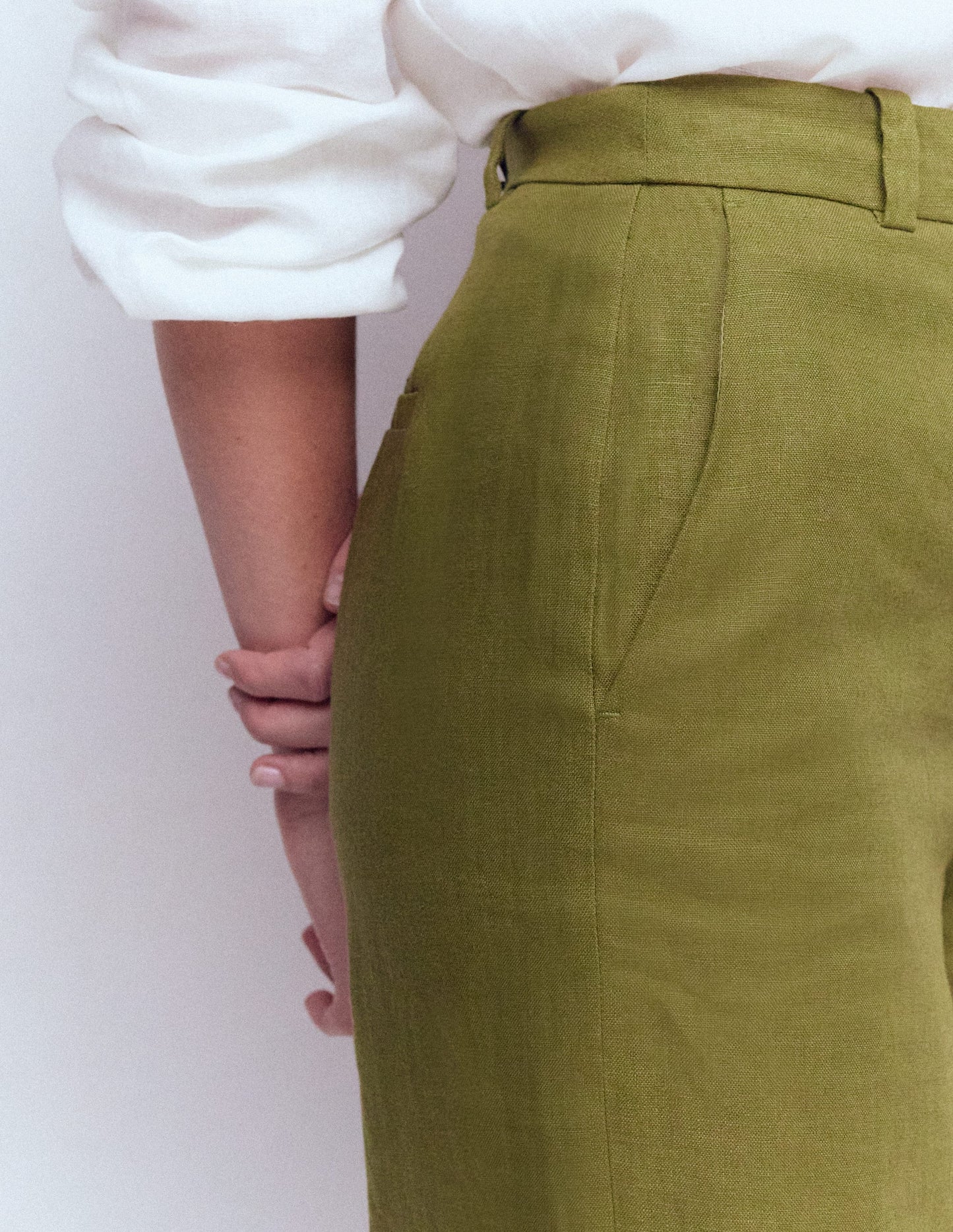 Belgravia Linen Trousers-Olive Green