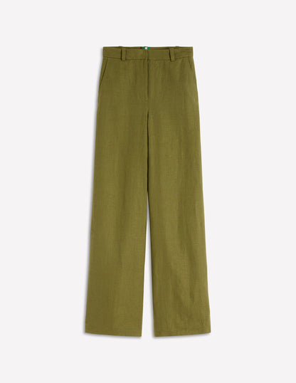 Belgravia Linen Trousers-Olive Green-6