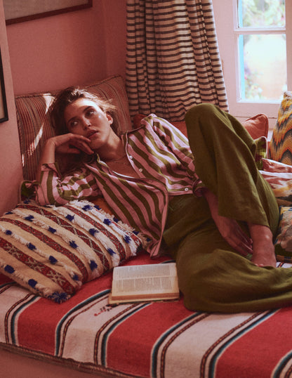 Belgravia Linen Trousers-Olive Green-5