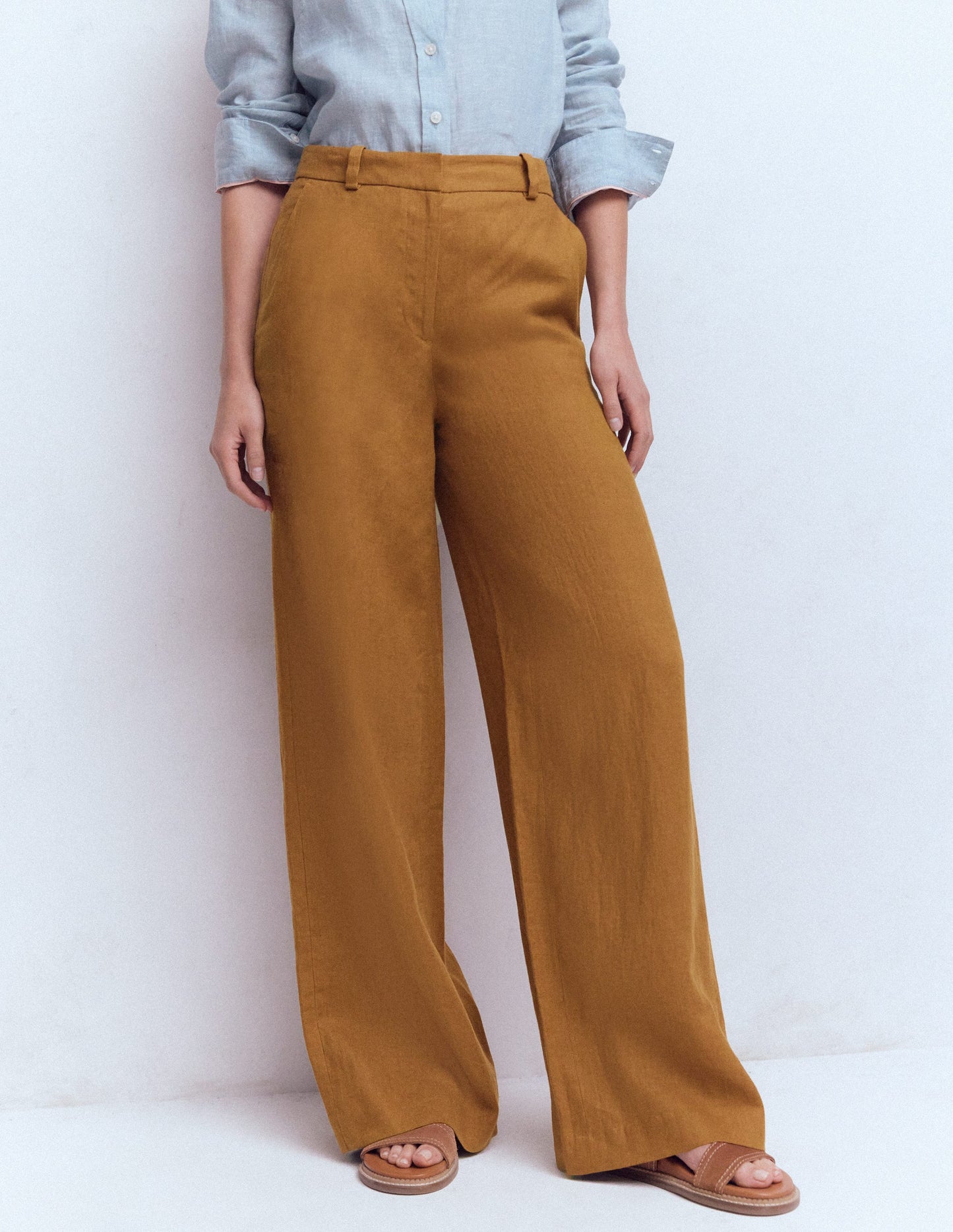 Belgravia Linen Trousers-GINGERBREAD
