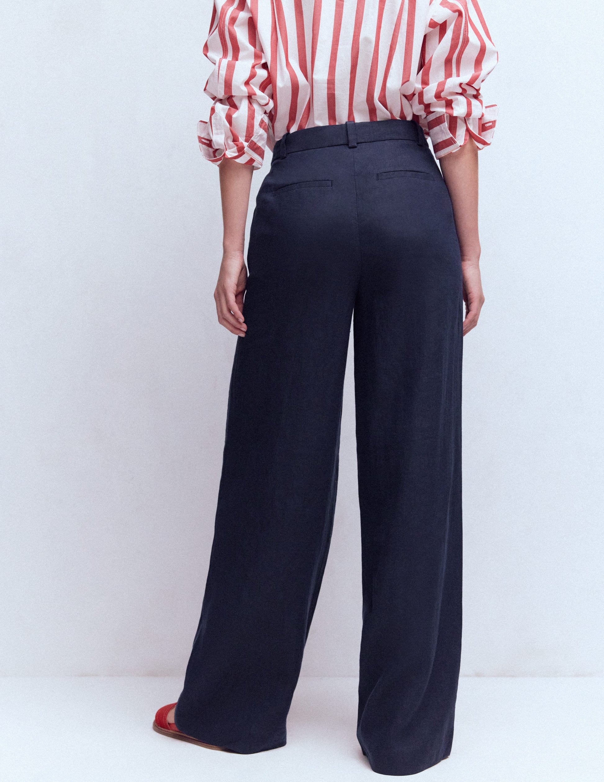 Belgravia Linen Trousers-Navy-3