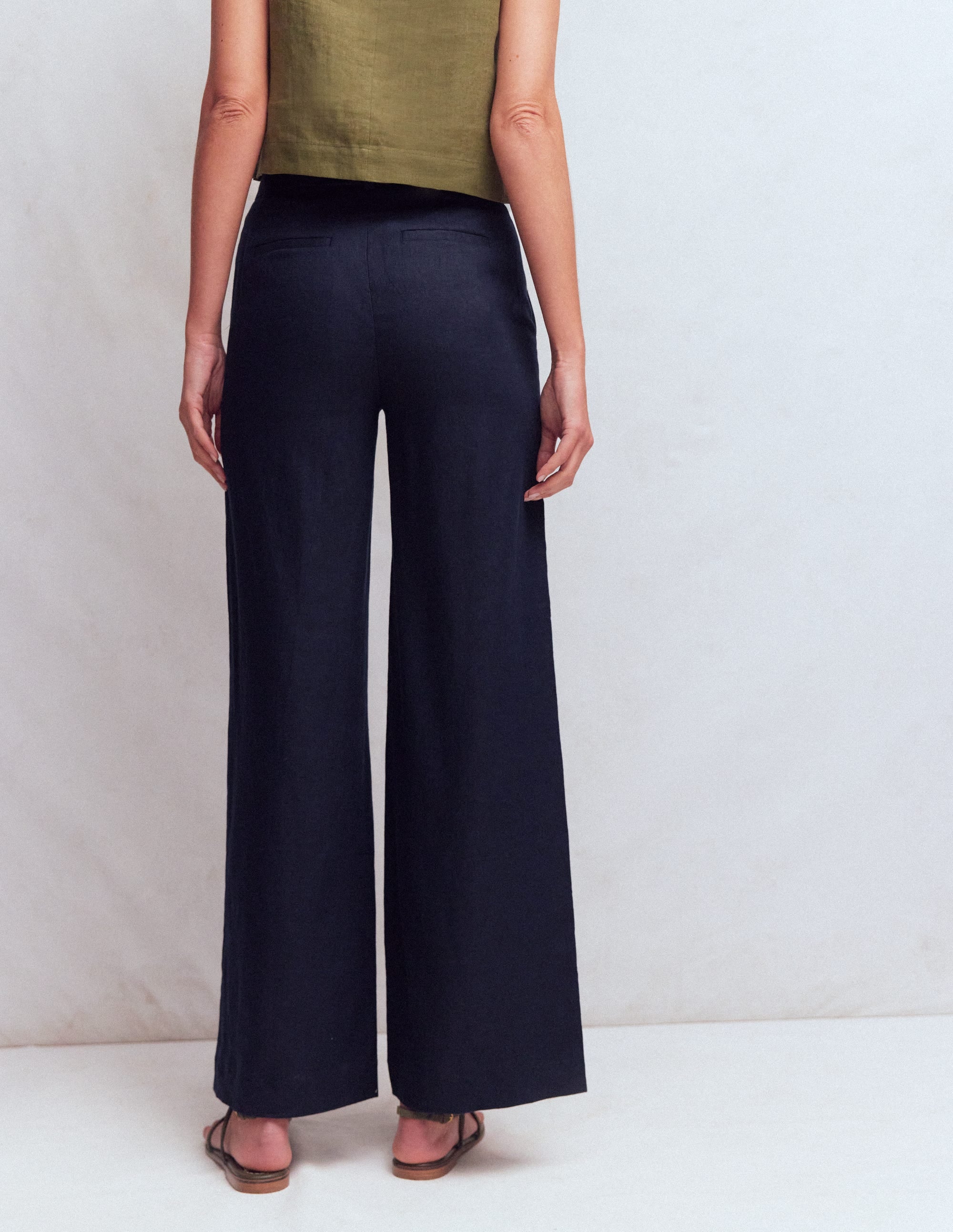 Belgravia Linen Trousers-Navy - Image 3