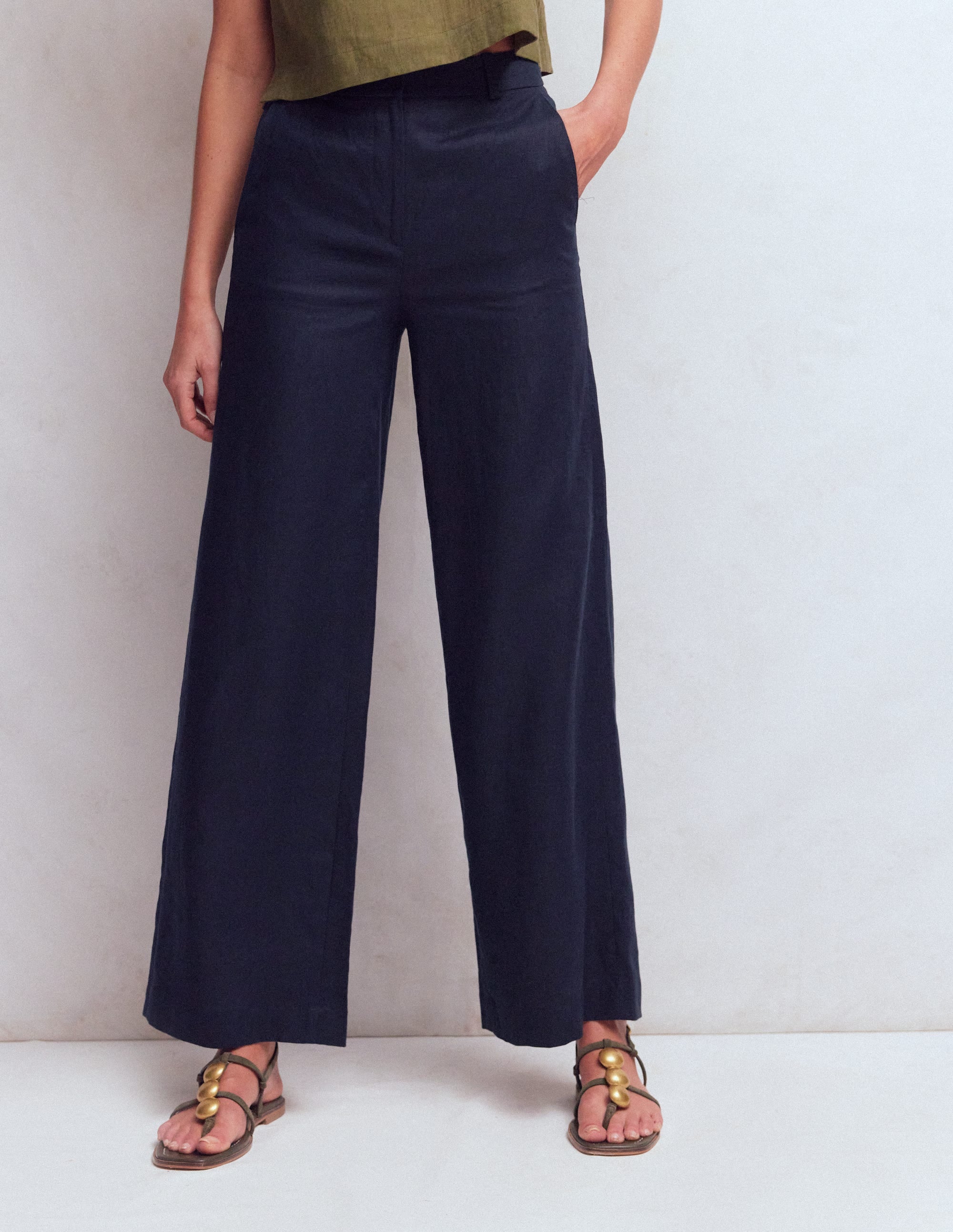 Belgravia Linen Trousers-Navy - Image 4