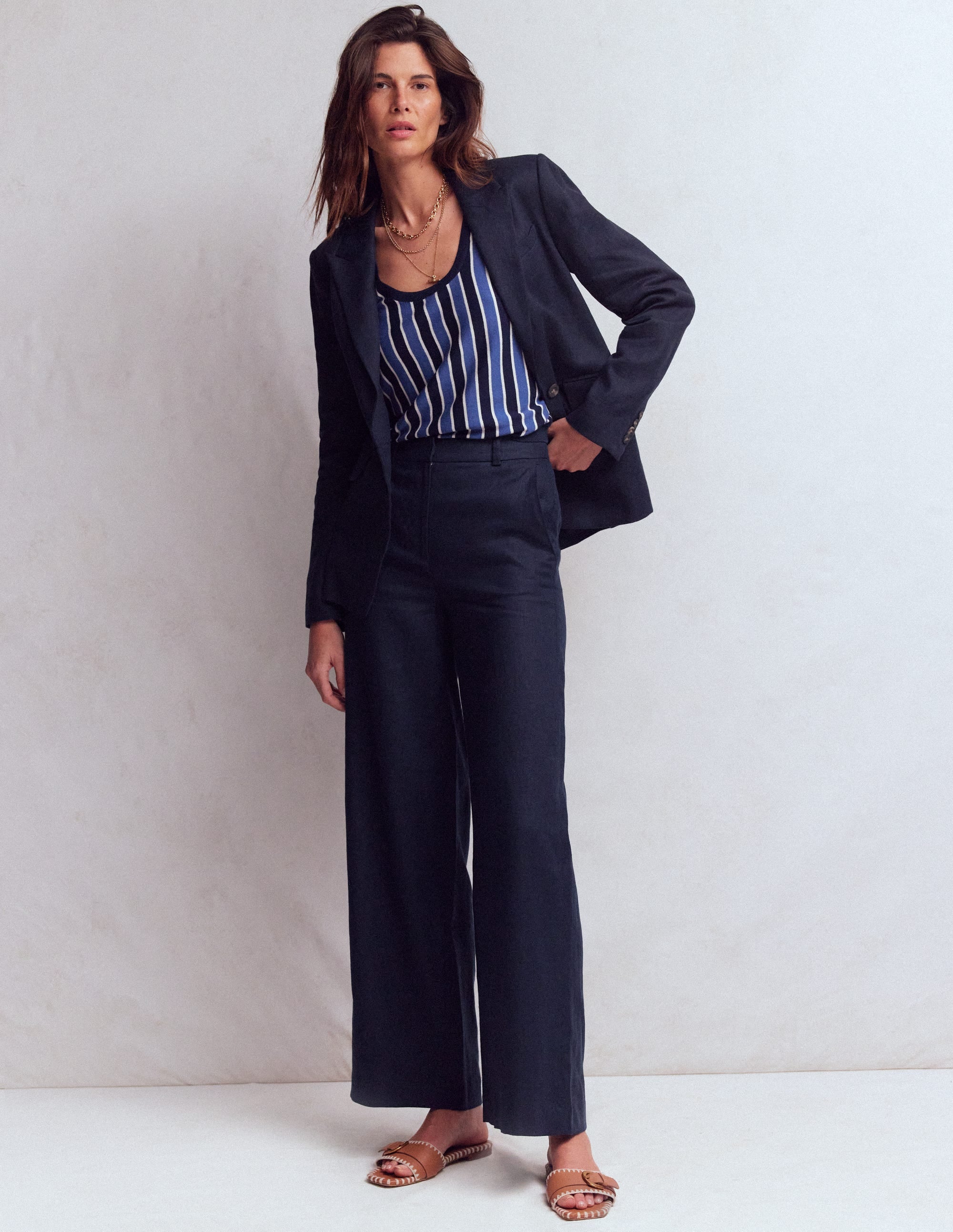 Belgravia Linen Trousers-Navy - Image 5