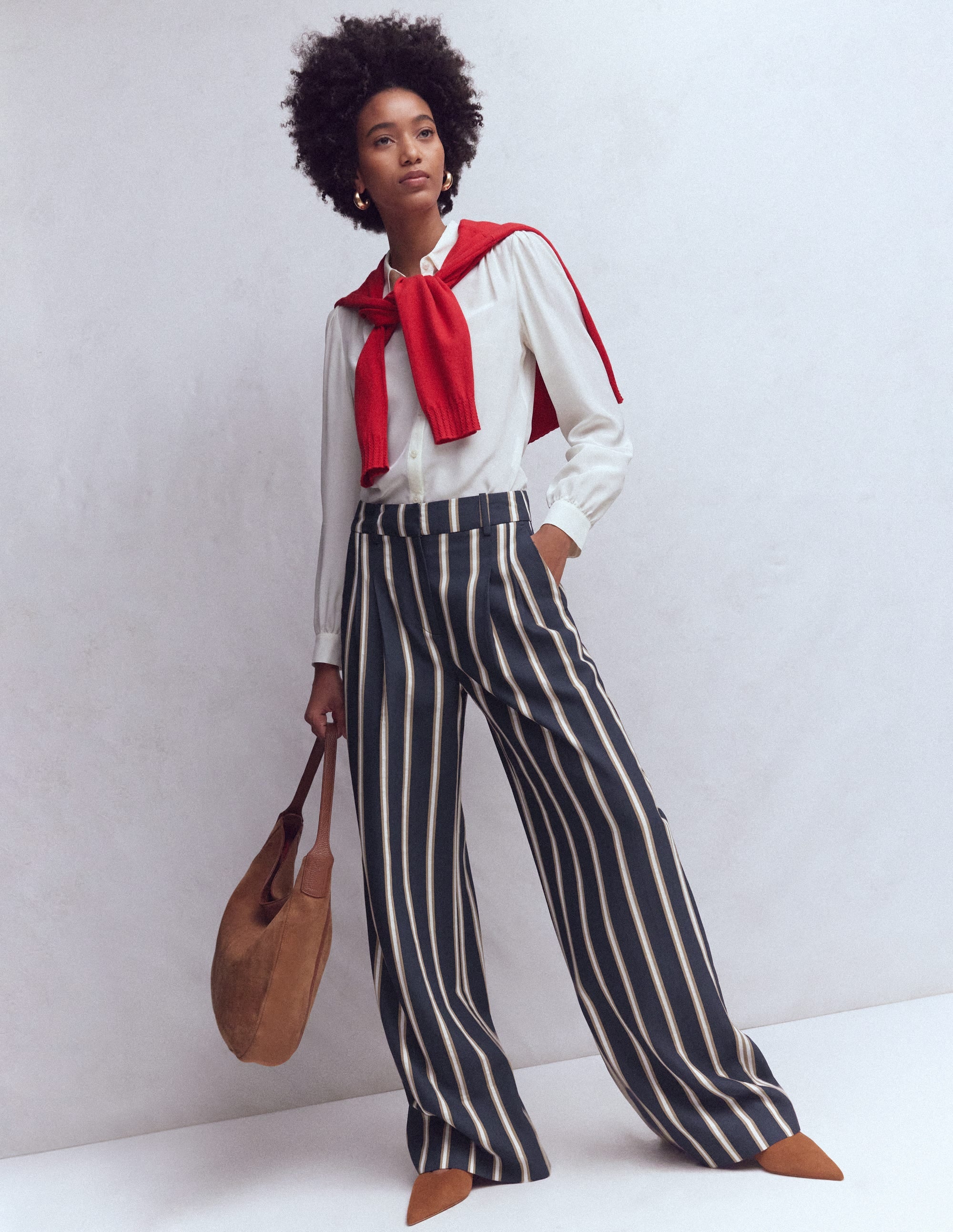 Kensington Tailored Trousers-Navy Camel Tram Stripe - Image 1