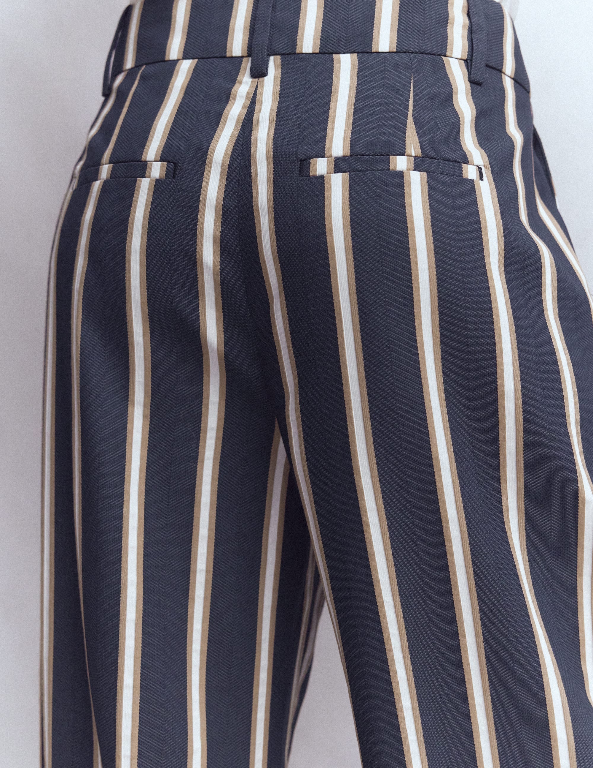 Kensington Tailored Trousers-Navy Camel Tram Stripe - Image 2
