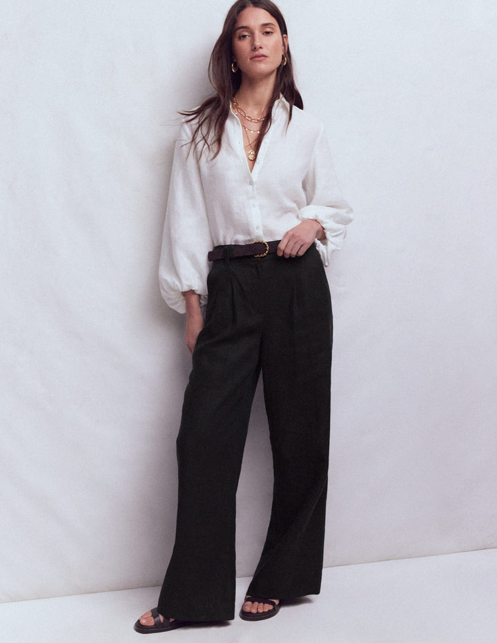Kensington Linen Trousers-Black