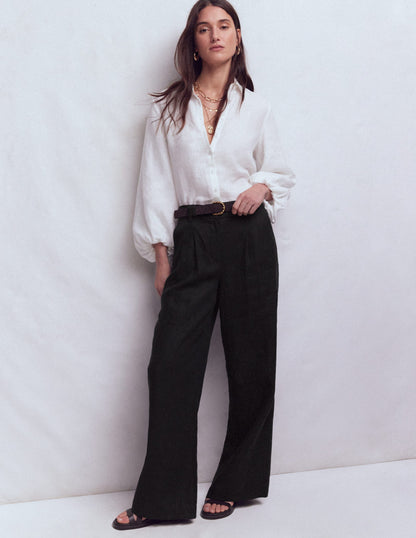 Kensington Linen Trousers-Black-1