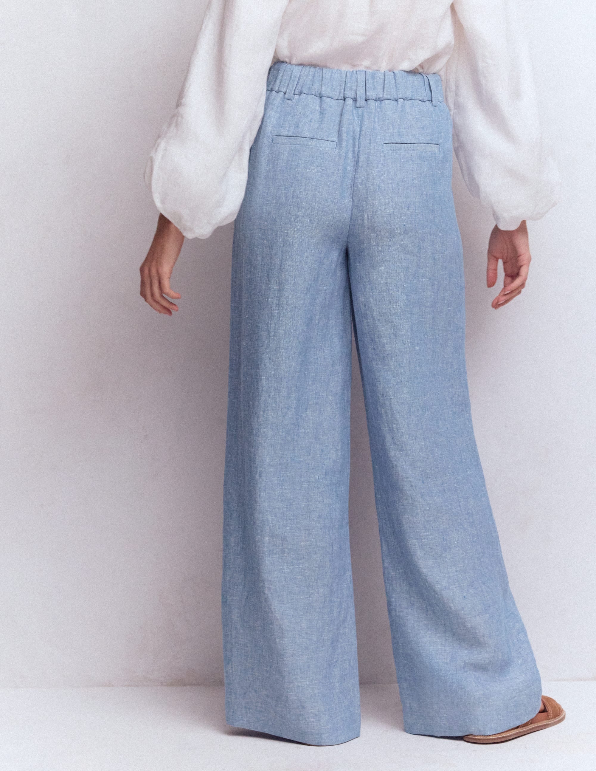 Kensington Linen Trousers-Blue Chambray | Boden UK
