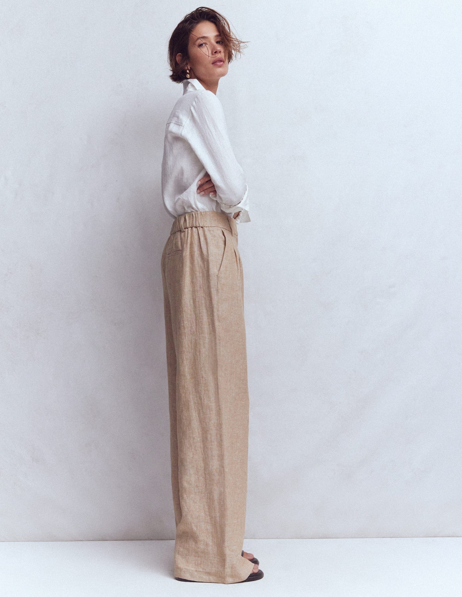 Kensington Linen Trousers-Amphora Chambray-1