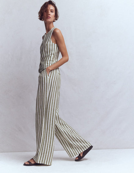 Kensington Linen Trousers-Mayfly Stripe