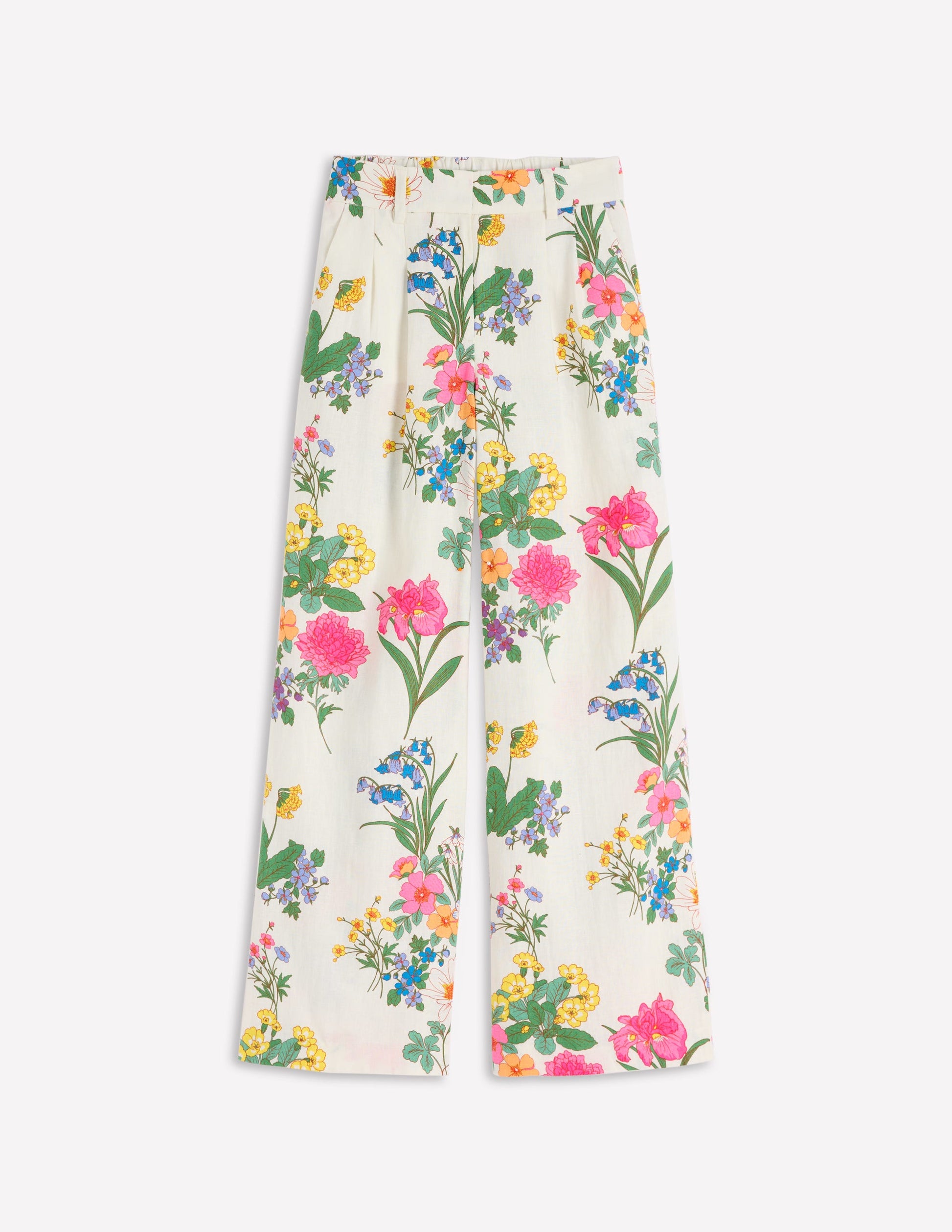 Kensington Linen Trousers-Ivory, Delicate Blossom-7