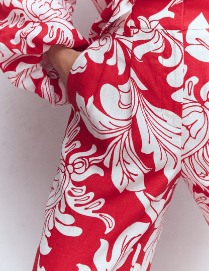 Kensington Linen Trousers-Salsa, Delicate Blossom-3