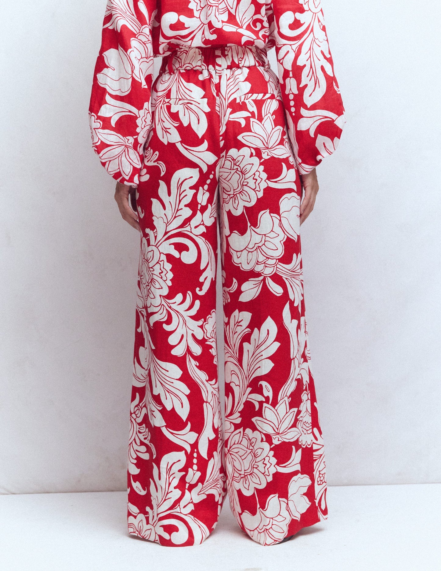 Kensington Linen Trousers-Salsa, Delicate Blossom