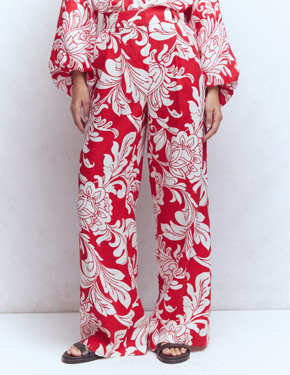 Kensington Linen Trousers-Salsa, Delicate Blossom-5