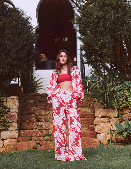 Kensington Linen Trousers-Botanical Flourish