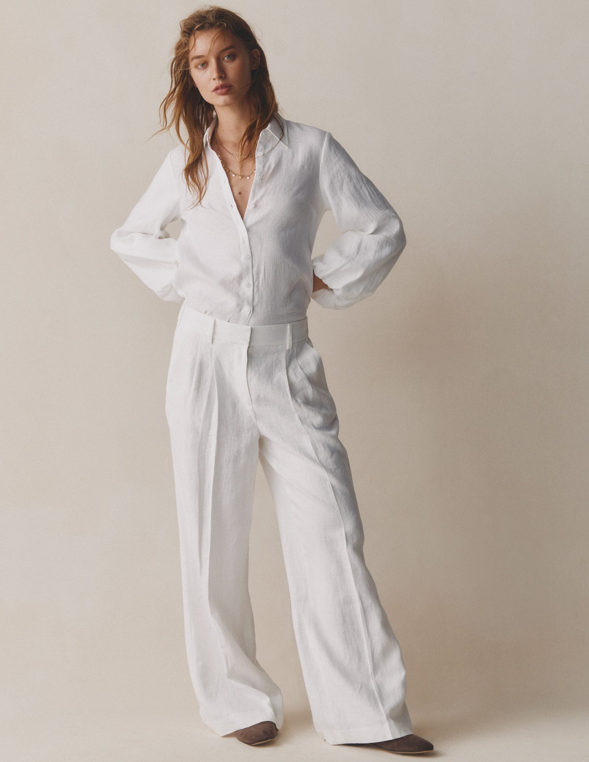 Kensington Linen Trousers-White-6