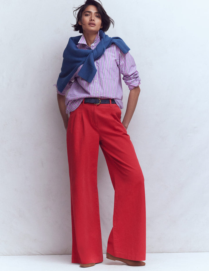 Kensington Wide Leg Trousers-Poppy Red