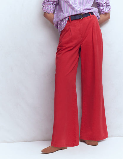 Kensington Wide Leg Trousers-Poppy Red-5