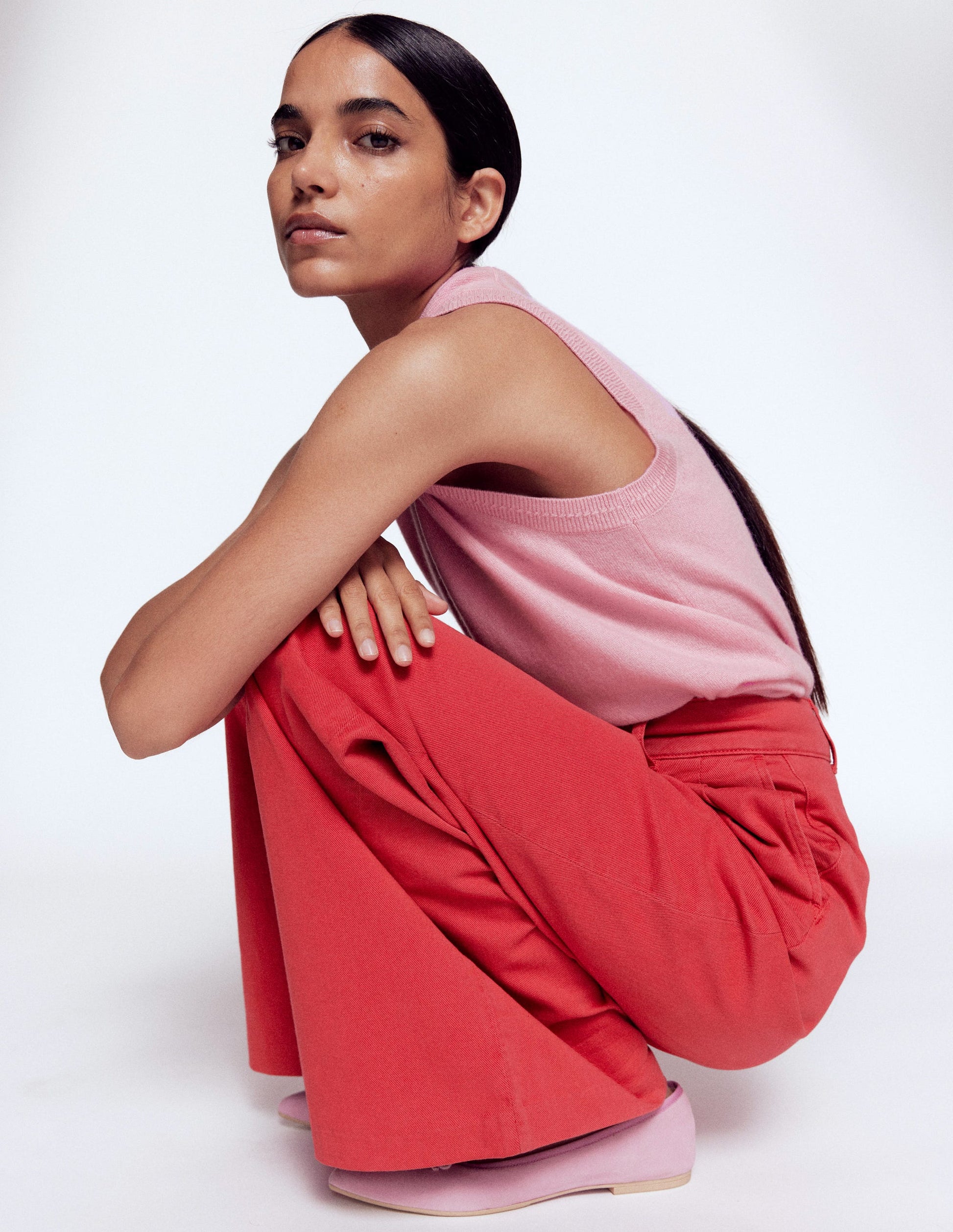 Kensington Wide Leg Trousers-Poppy Red-2