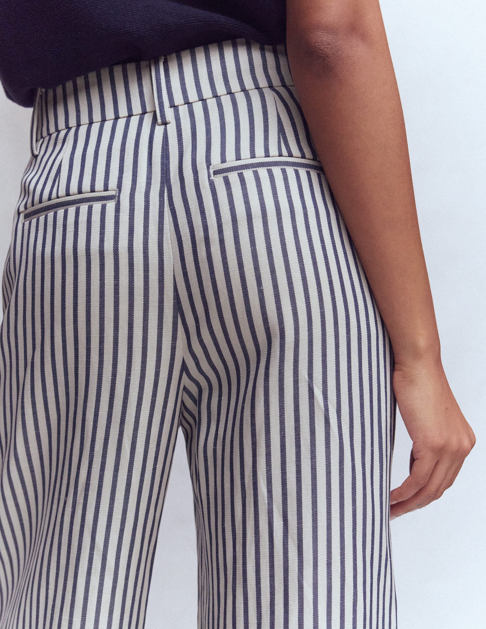 Kensington Wide Leg Trousers-Blue and Ivory Stripe - Image 2