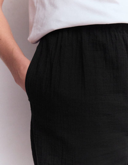 Pull-on Double Cloth Trousers-Black-2