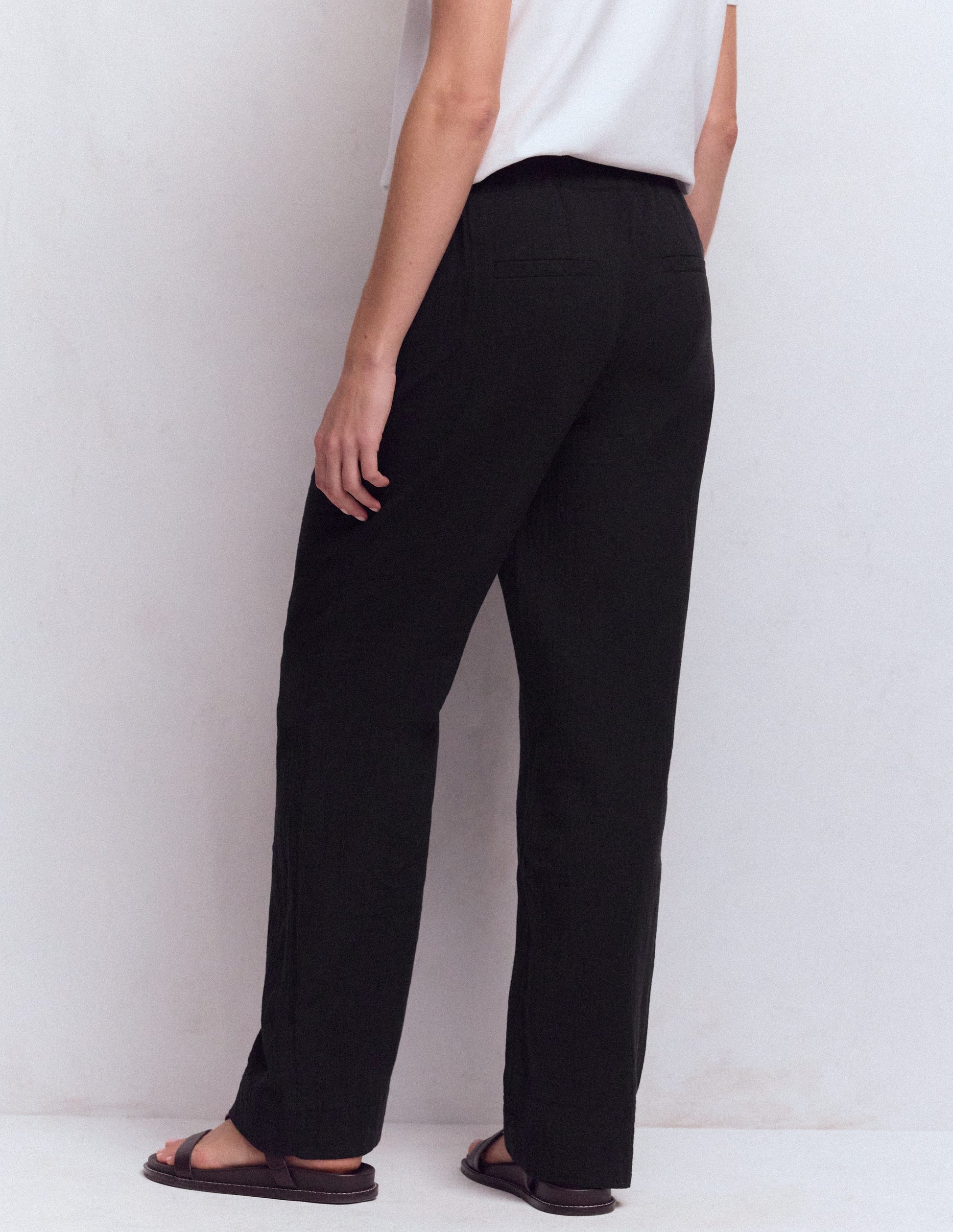 Pull-on Double Cloth Trousers-Black-3
