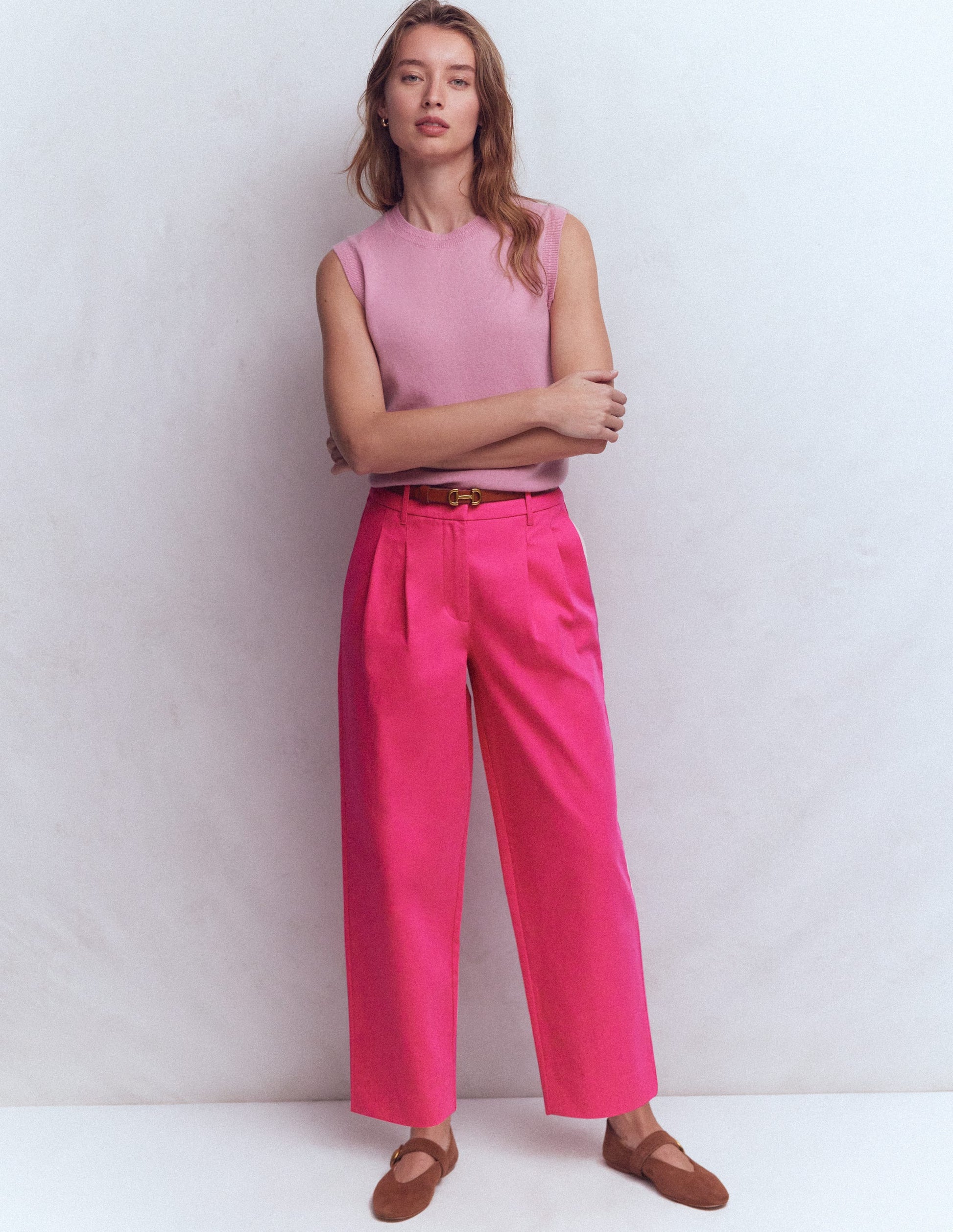Bloomsbury Cotton Trousers-Pink Peony-1