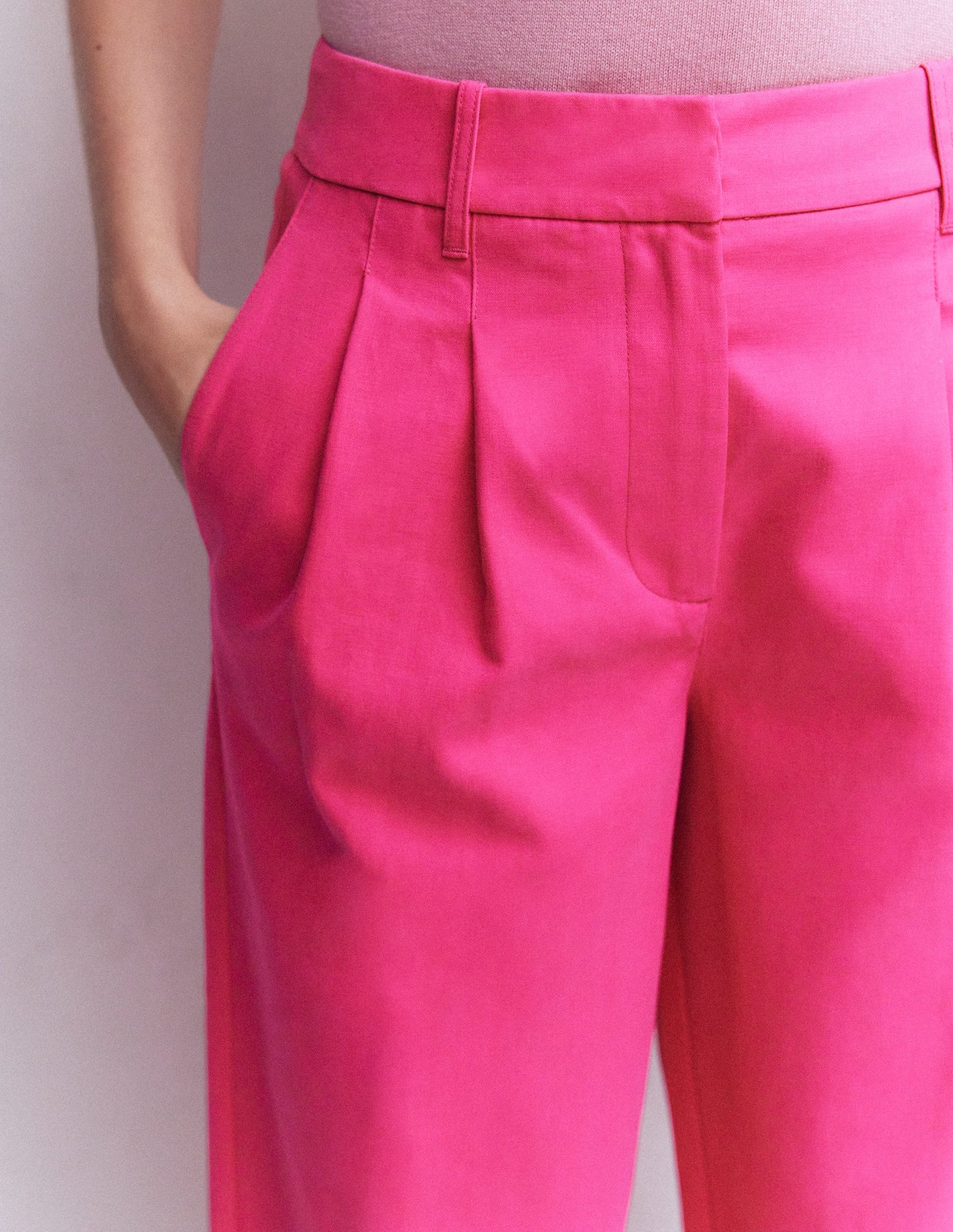 Bloomsbury Cotton Trousers-Pink Peony