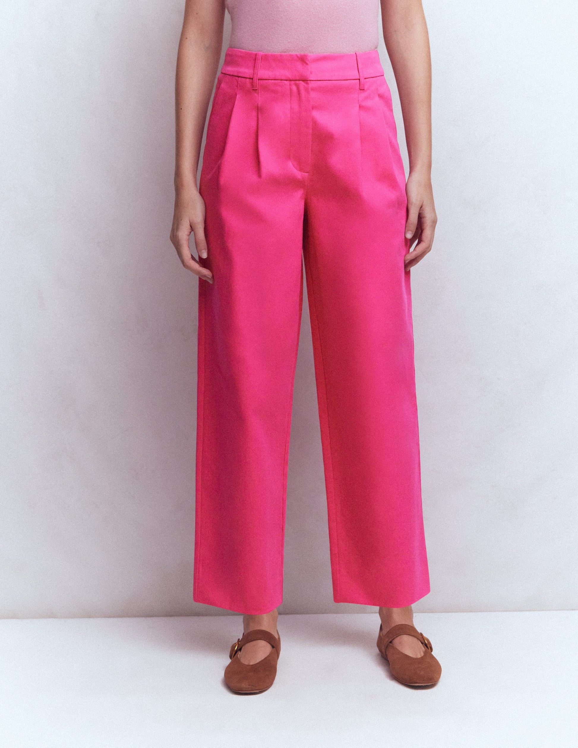 Bloomsbury Cotton Trousers-Pink Peony-4