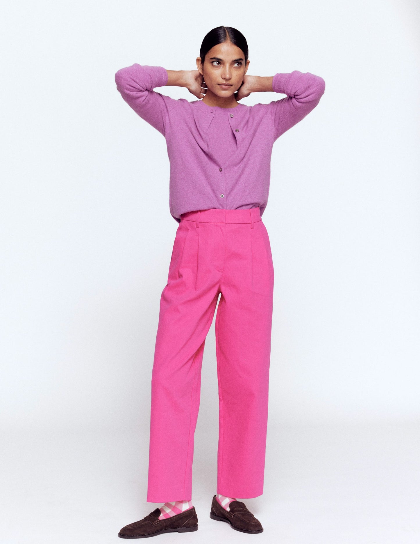 Bloomsbury Cotton Trousers-Pink Peony