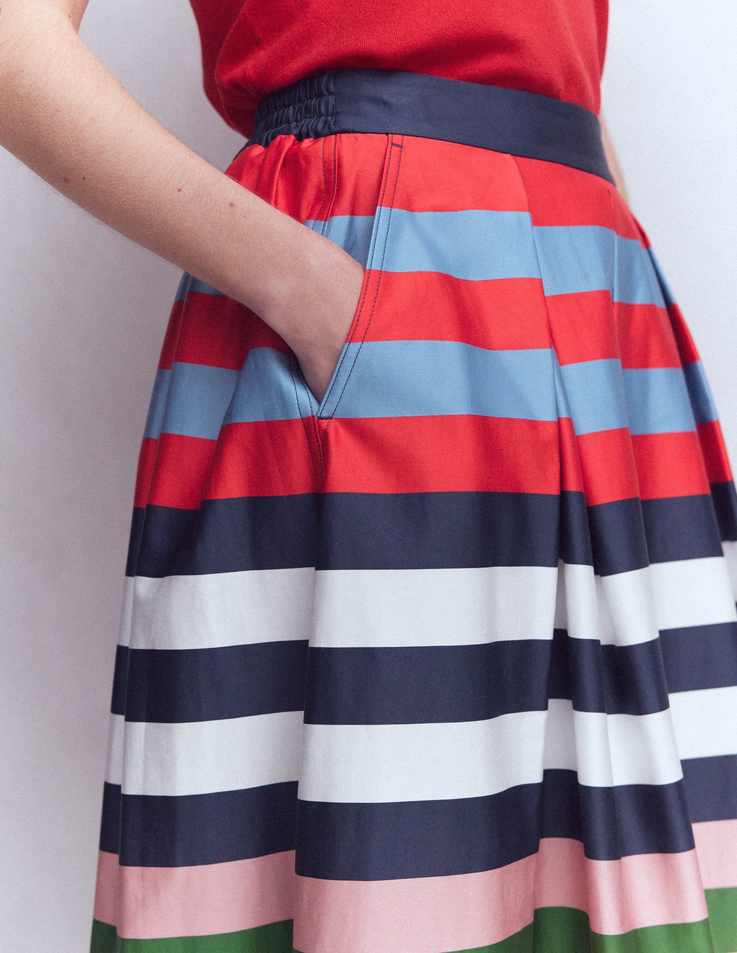 Verity Sateen Skirt-Multi Stripe