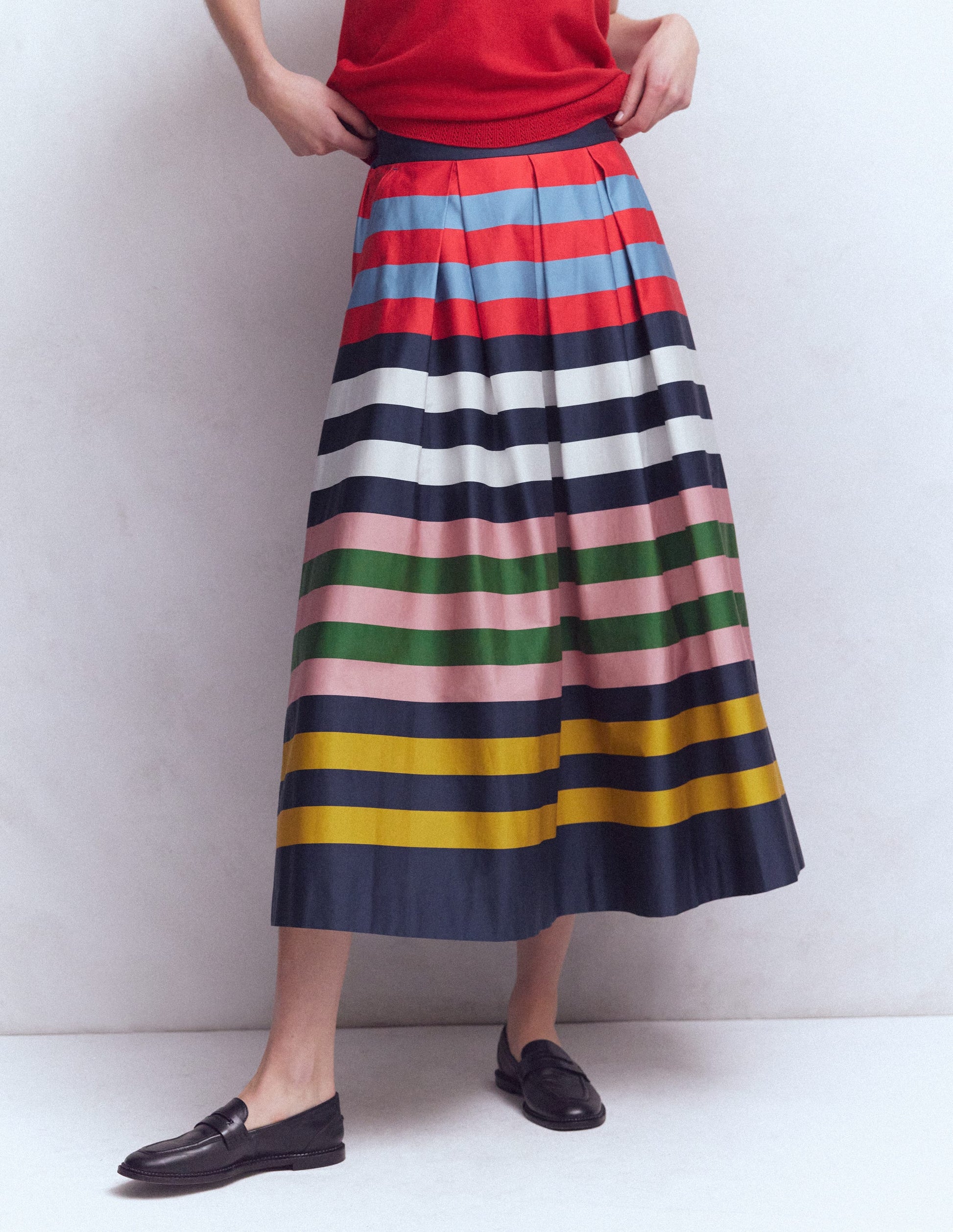 Verity Sateen Skirt-Multi Stripe-4