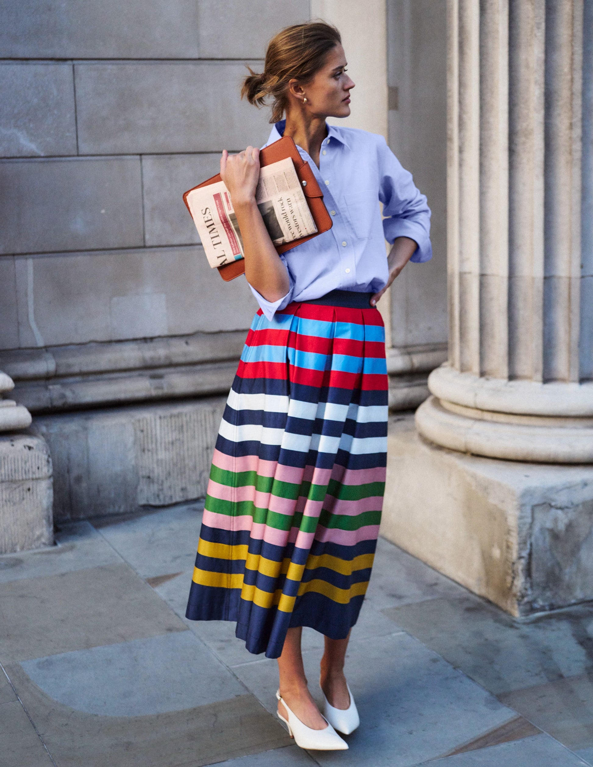 Verity Sateen Skirt-Multi Stripe-1