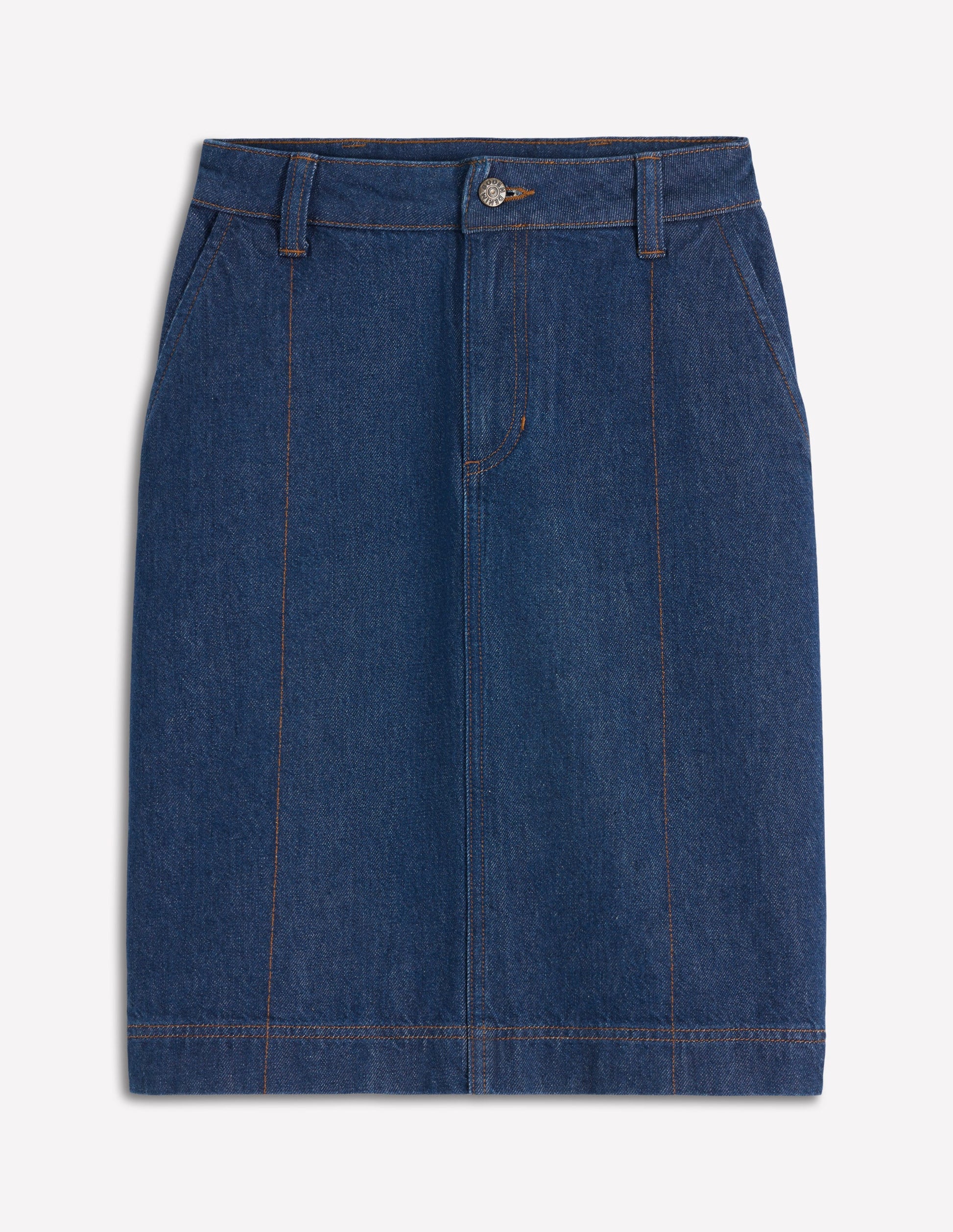 Straight Denim Skirt-Indigo-7