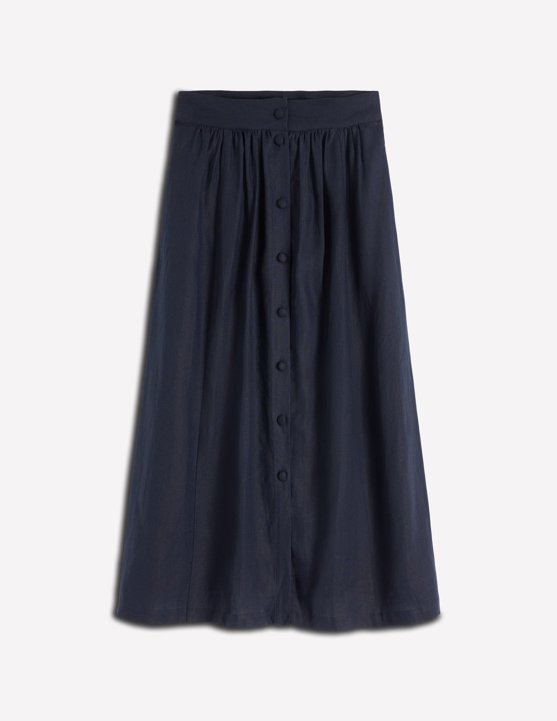 Emma Linen Maxi Skirt-Navy-5