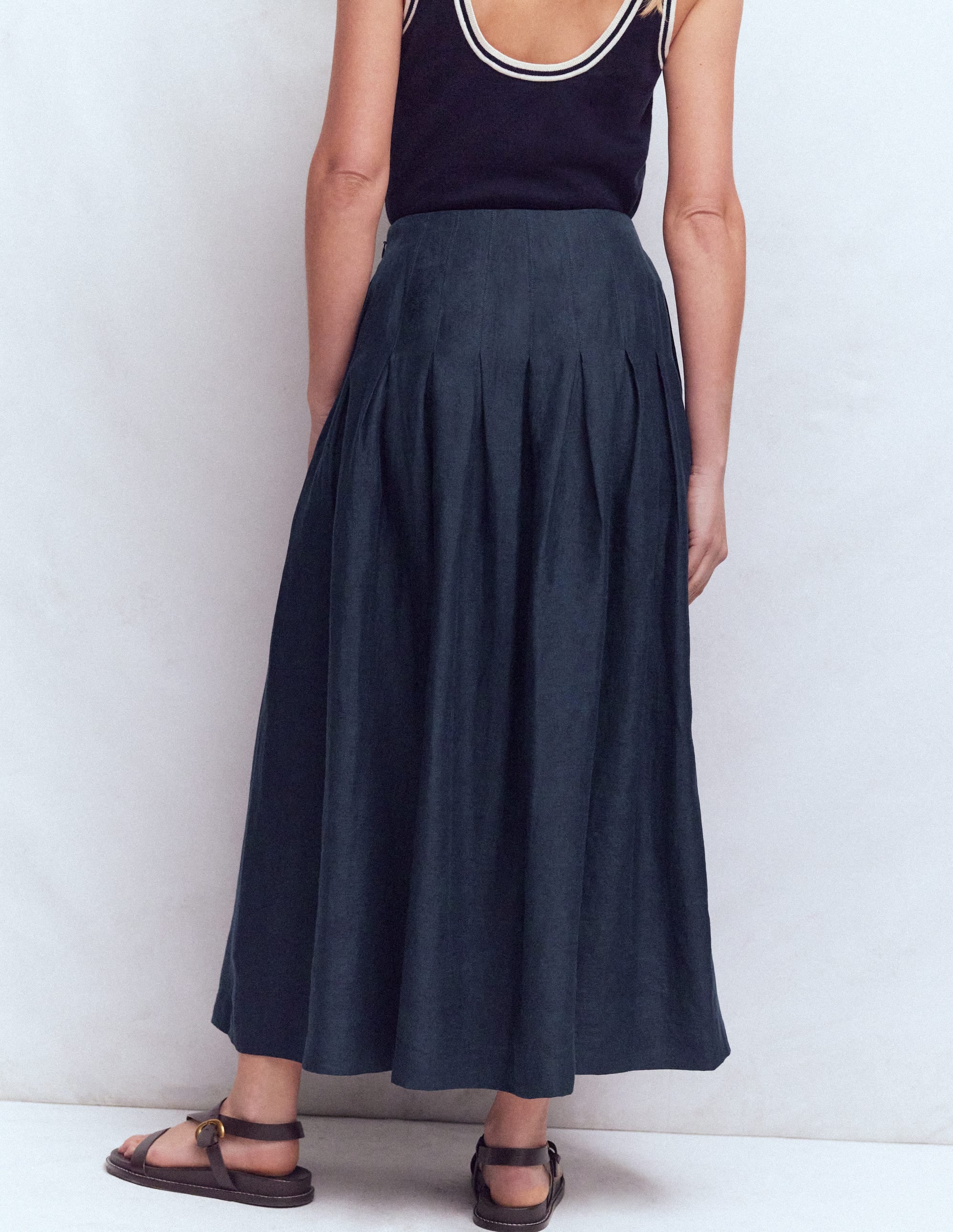 Valentina Linen Skirt-Navy - Image 3