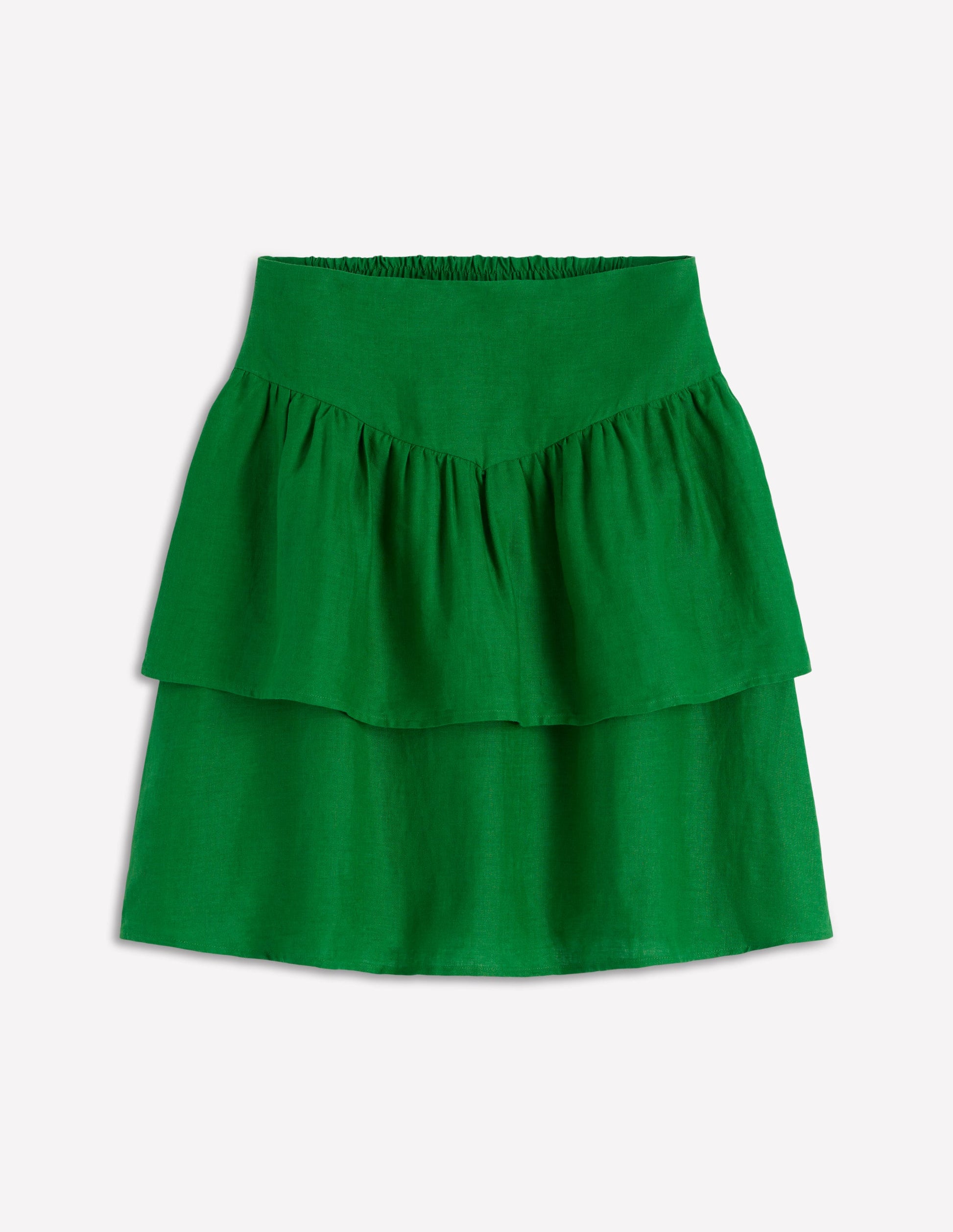 Tiered Linen Skirt-Highland Green-6