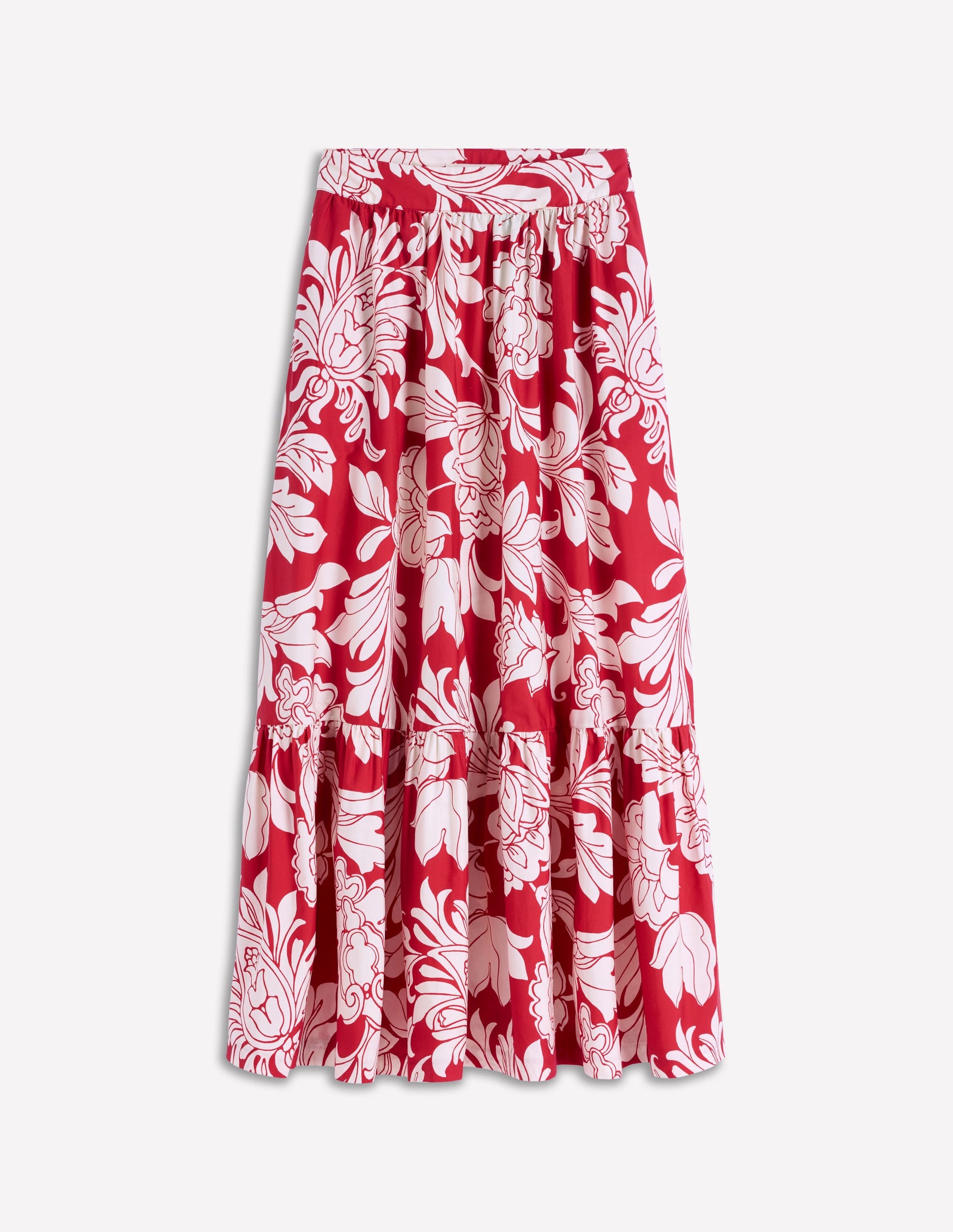 Abigail Poplin Maxi Skirt-Salsa, Delicate Blossom-5